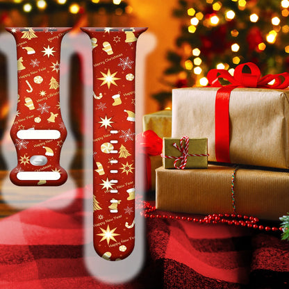 Christmas Straps for Apple Watch band 44mm 40mm 46mm 49 41mm 45 42mm 38 Printed Silicone Bracelet iwatch series 11 10 9 8 7 6 5