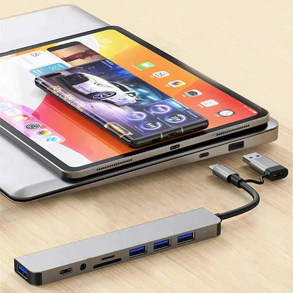 8 In 2 USB 3.0 HUB USB C HUB USB C Docking Station High Speed Transmission SD TF Card Reader Dock For PC Laptop Macbook Desktops