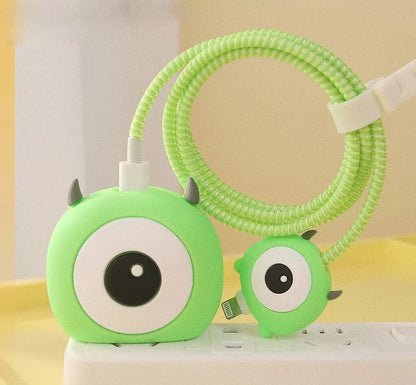 4Pcs/set Cable Protector for iPhone / iPad 18W/20W Charger Protection Cute Cartoon Protector Spring Cable Winder Accessories