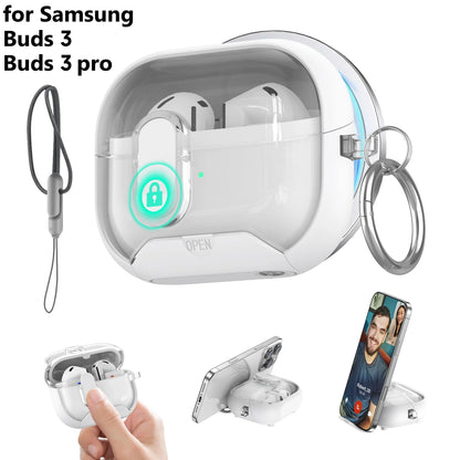 for Samsung Galaxy Buds 3 Pro Case with Secure Lock Carbon Fiber Protective Phone Holder Design Case for Samsung Galaxy Buds 3