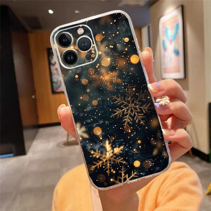 Winter Christmas Snowflake Phone Case Carcasa Funda For iPhone 17 Pro Max Air 17 16 15 14 13 Pro Max 15 16 Pro 16E Case