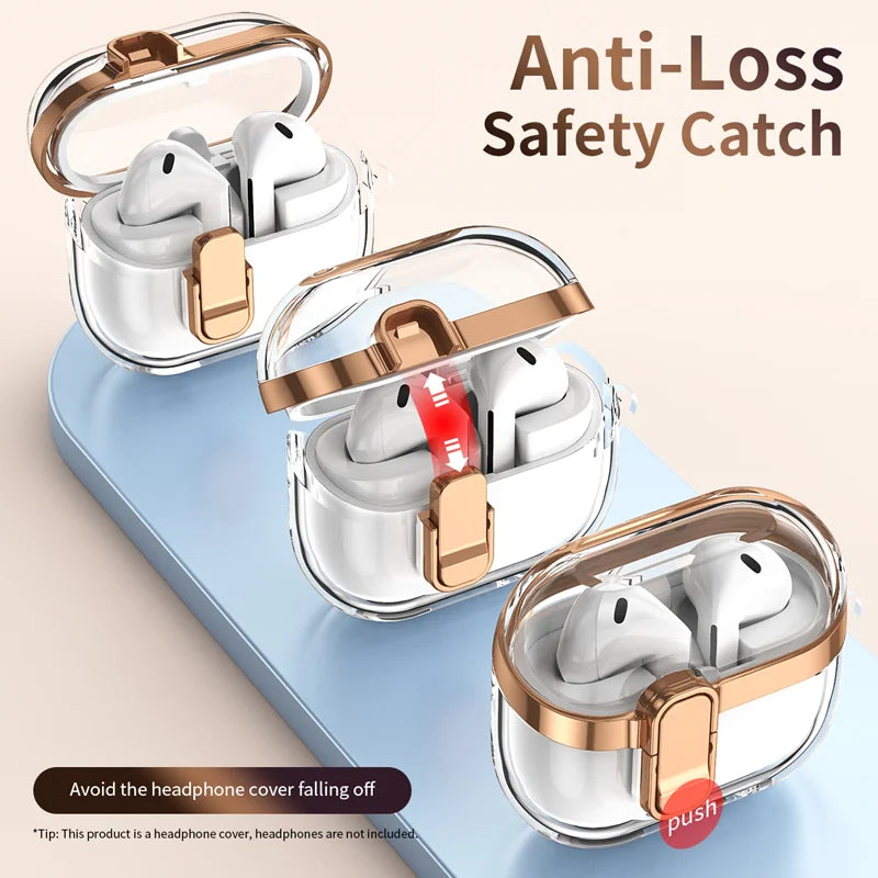 Transparent Case For Samsung Galaxy Buds 3 Pro/ Buds 3 Cover Lock buckle electroplating anti fall protective Galaxy Buds3 Cover