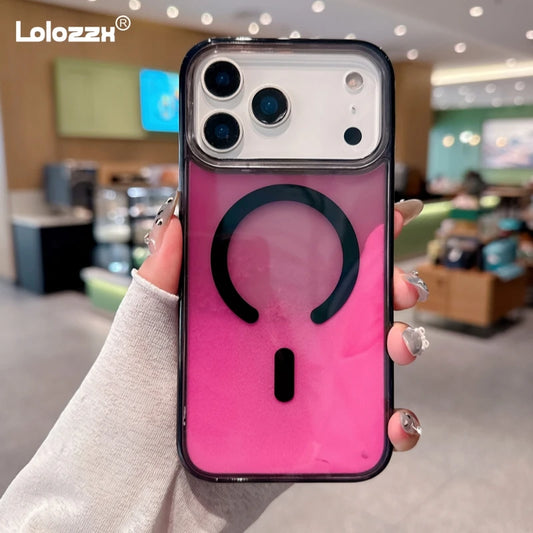 Night Light Luminous Liquid Quicksand Flowing Magnetic Case For Magsafe For iPhone 17 16 15 14 13 Pro Max Wireless Charge Cover