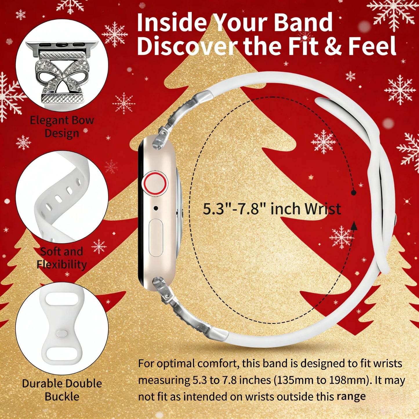 Christmas Bands for Apple Watch Band Silicone Sport Strap for iWatch Ultra Serie11-SE,Stylish Watch Band,Lightweight Band