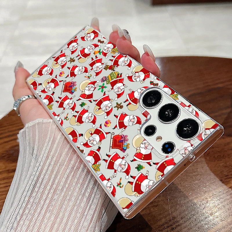 Santa Claus Print Phone Case For Samsung Galaxy A56 A16 A55 A36 A26 A15 5G S25 Edge S24 S21 FE S23 S22 Ultra Plus Clear PC Cover