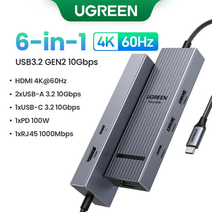 UGREEN Dual HDMI USB-C HUB 8K 4K HDMI Adapter 10 in 1 Splitter with RJ45 USB3.0 PD 100W Dock for MacBook Pro Air Laptop USB HUB