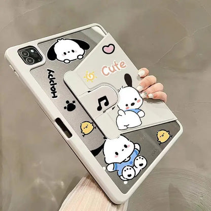 Sanrio Pochacco Cartoon Case For Pro 2020 11in 8th 9th 10th Generation Air 3 4 5 Mini 6 2017 2018 9.7 With Pen Slot Rotate Cover