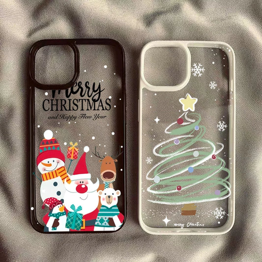 Christmas Tree Santa Claus Clear Phone Case For iPhone 17 16 Pro 16 Plus 16 15 14 13 12 11 Pro Max 17 Air 16E Protective Cover