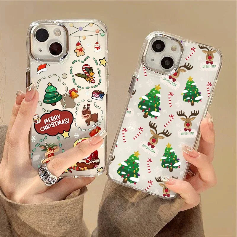 Cute Christmas Santa Claus Tree Elk Phone Case For IPhone 11 12 Pro Max X XS MAX XR 6 6S 7 8 Plus 17 Air 16 15 Casing Soft Cover