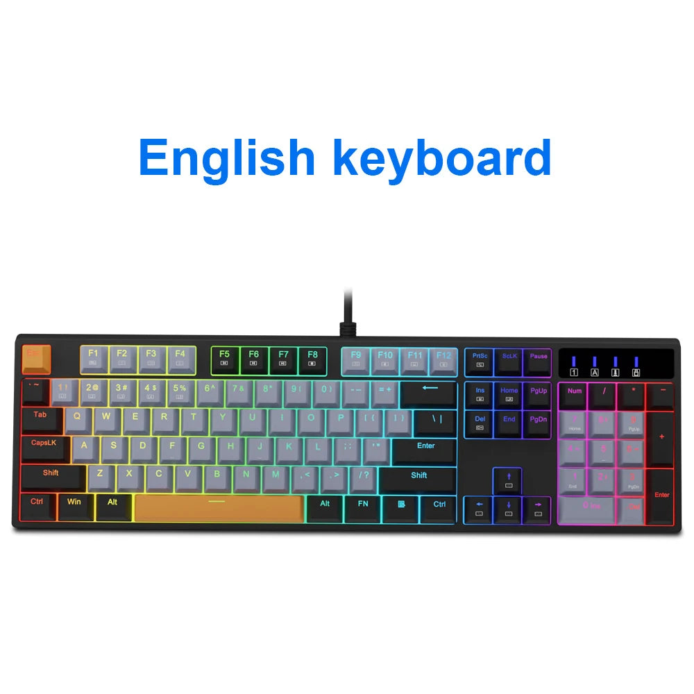 E-YOOSO Z14 RGB USB Mechanical Gaming Wired Keyboard Red Switch 104 Key Russian Brazilian Portuguese Gamer for Computer laptop