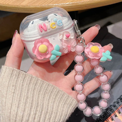Diy Flowers Butterfly Decorate Cover For Samsung Buds 3 Pro Case Soft TPU Protective Fundas For Galaxy Buds3 Buzz 3 Pro Bracelet