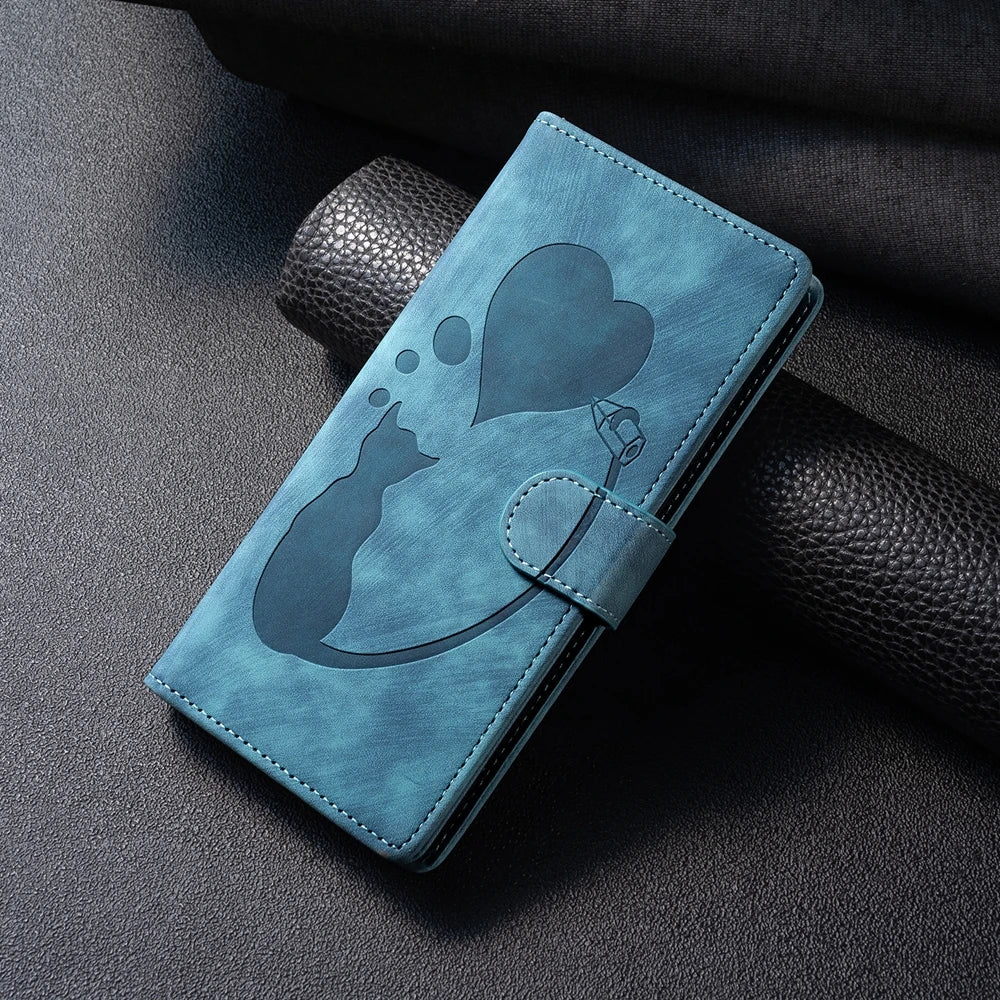 Funda S24 Flip Case for Samsung Galaxy S24 S25 Plus S23 Ultra S22 S21 S20 FE Cases Cute Cat Butterfly Leather Wallet Back Cover