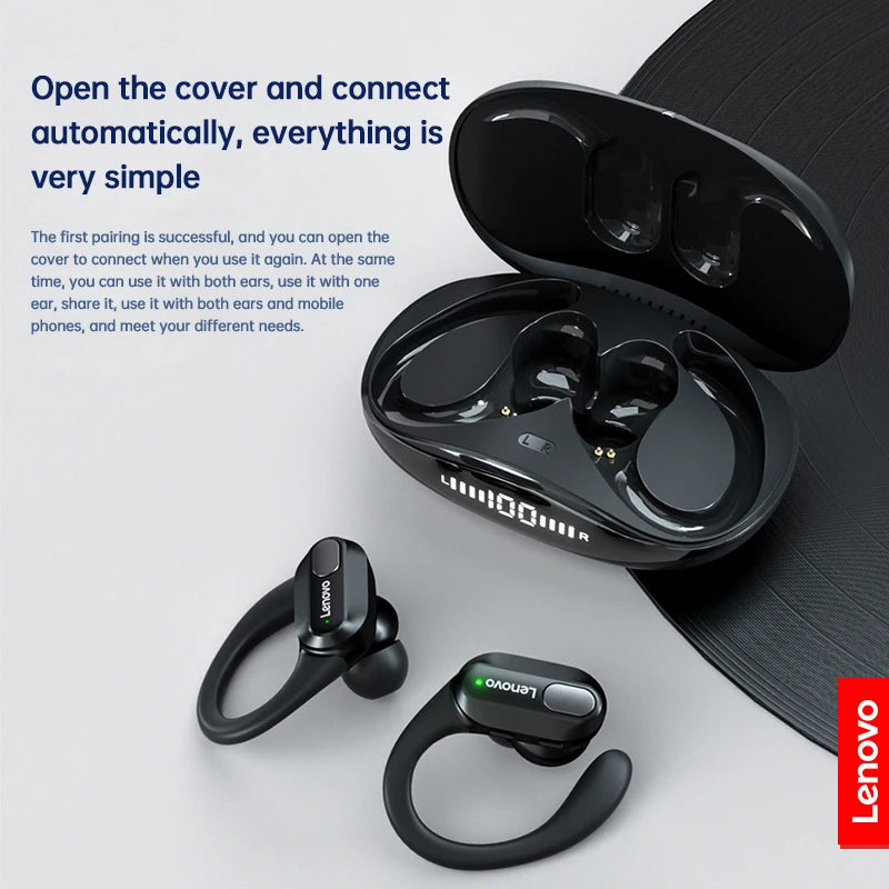 Lenovo XT80 Sports Wireless Headphones with Mics, Button Control, LED Power Display,Hifi Stereo Sound