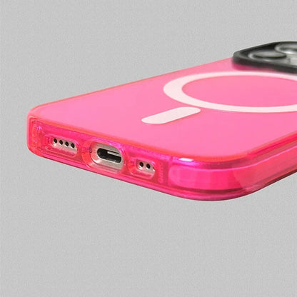 Transparent Neon Color MagSafe Phone Case for iPhone 15 16 Pro Max 15pro 13 14 12 11Wireless Charging Soft Silicone Bumper Cover