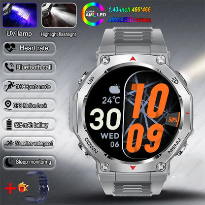 2026 New T-Rex 3 Military Grade Sports Smart Watch GPS Motion Track 5 ATM Waterproof Heart Rate HD Bluetooth Call Smartwatch Men