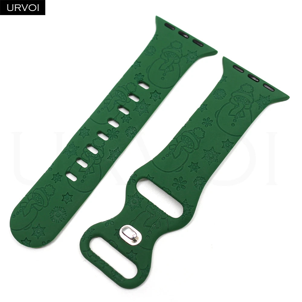URVOI Christmas Sport Band for Apple Watch ultra 2 3 Series 11 10 9 8 Xmas tree silicone strap for iWatch Santa red green white