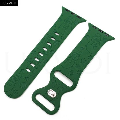 URVOI Christmas Sport Band for Apple Watch ultra 2 3 Series 11 10 9 8 Xmas tree silicone strap for iWatch Santa red green white