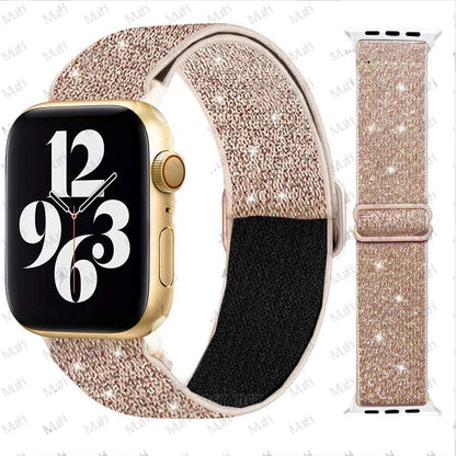 Bling Nylon Strap for Apple Watch Band 44mm 40mm 38mm/42mm bohemian Bracelet iWatch Series 7 6 5 4 3 41mm 45mm 8 9 ultra 2 49mm