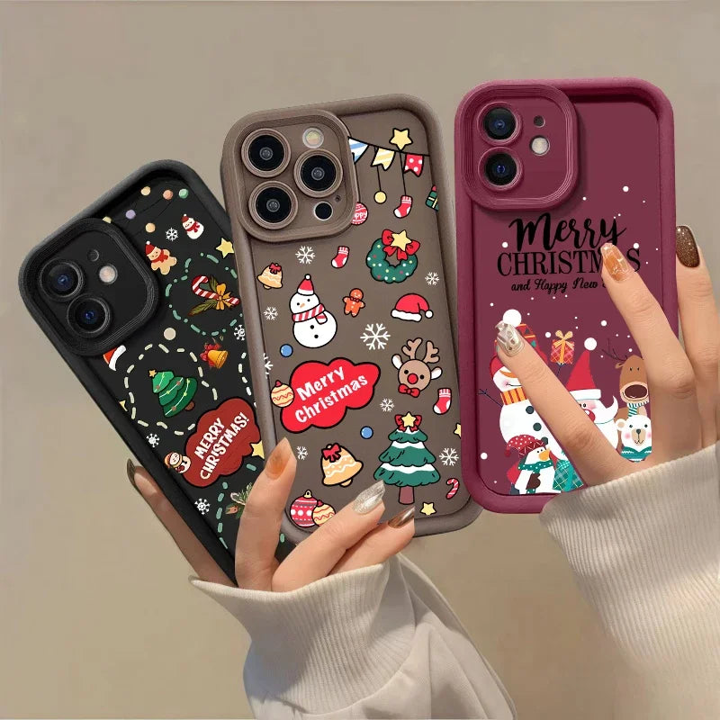 Case For Google Pixel 9 8 7 8A 7A Pro XL 9Pro 7Pro 8Pro 9ProXL Silicone Ins Cartoon Christmas New Year Gift New Design Hot Cover