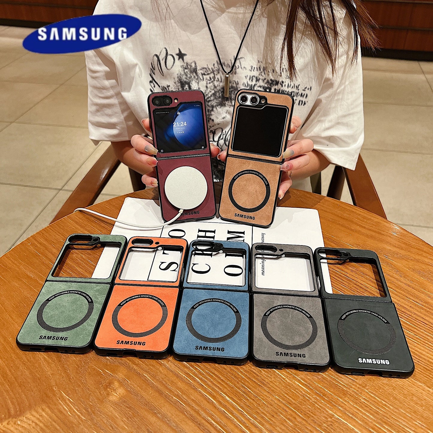Magsafe Case Samsung Z Flip 7 6 5 4 Matte PU Leather Samsung Galaxy Z Fold 7 6 5 4 Magnetic Flip 5 Skin Feel Flip 3 Luxury Cover