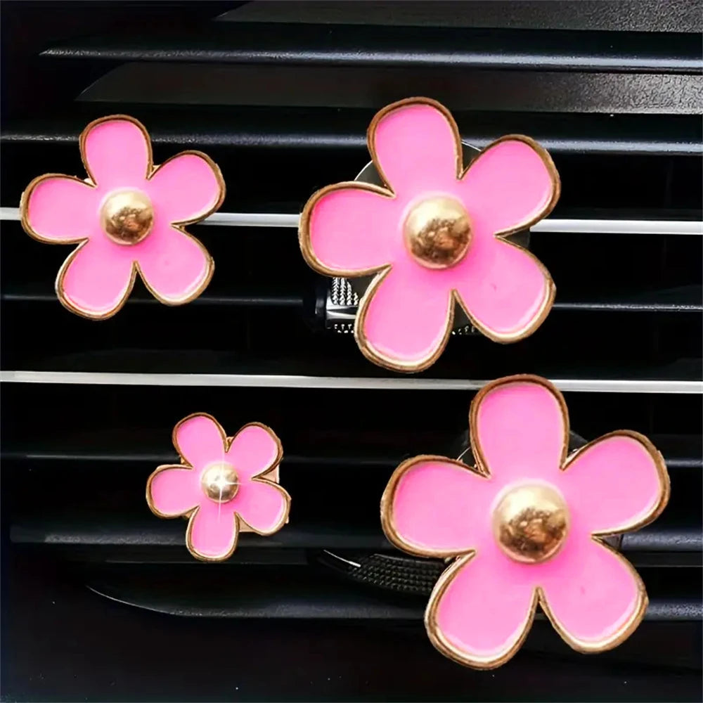 4-8pcs/set Small Car Air Outlet Perfume Decoration Clip Flower Daisy Design Car Interior Aromatherapy Fresheners Diffuser Access