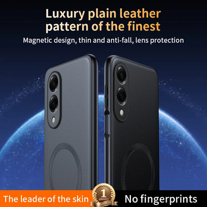 For Samsung S25 Edge Case Magnetic Leather Shield Cover For Samsung S25 Edge Anti-Fingerprint Non-Slip PC+TPU