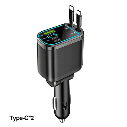 5 in 1 Retractable Car Charger with USB C Cable Roof Starlight Car Charger Adapter Compatible for iPhone Huawei Samsung