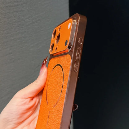 Luxury Litchi PU Leather Magnetic Phone Case for iPhone 17 ProMax Air 16 15 14 13 Pro Max Plus Large Window Creative Lens Cover