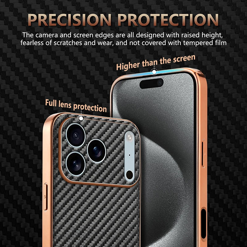 EUCAGR Luxury Carbon Fibre PU Leather Phone Case for iPhone 17 Air 17 Pro Max 16 15 14 13 12 11 Pro Max Bumper Coque Back Cover