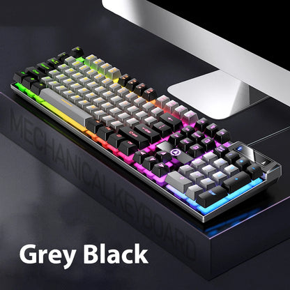 K500 Keyboard Mixed Color White Pink Keycaps 104 Keys Wired Gaming Keyboard for Laptop PC