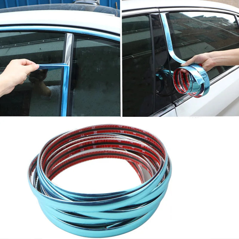 Blue Film Car Window Chrome Bright Strip Front Bumper Anti-Collision Strip Body Frame Body Modification Medium Mesh Trim Strip
