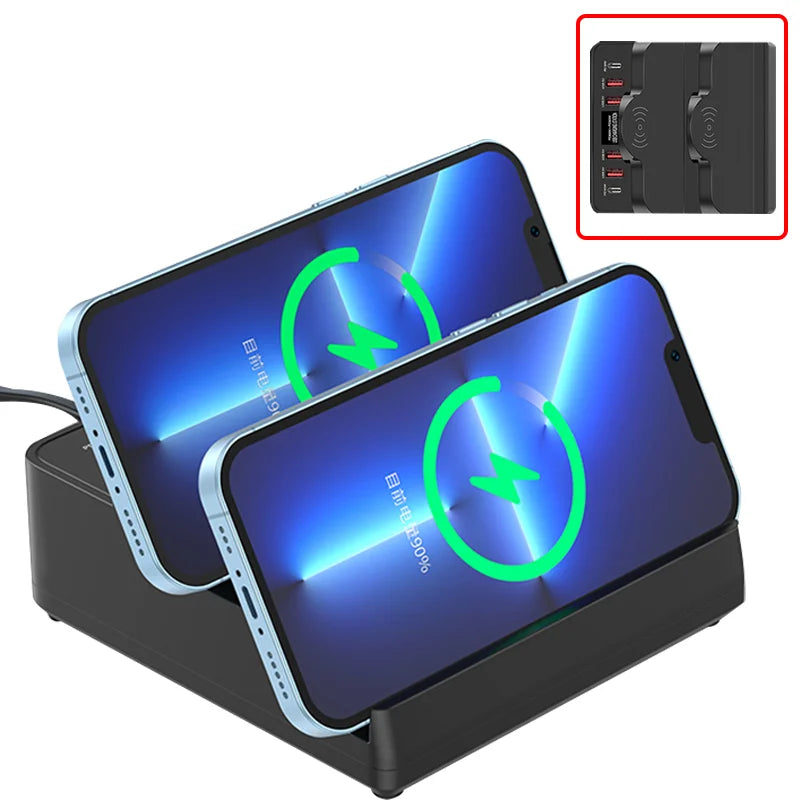 1100W GaN USB C Charger Station Fast Wireless Charging Type C QC3.0 PD3.0 100W Quick Charge For iPhone 16 Xiaomi Samsung Laptop