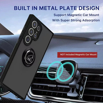Armor Matte Case For Samsung S25 S24 S23 S22 S21 S20 Note 20 Ultra Plus S25edge S24FE S23FE Magnetic Ring Stand Shockproof Cover
