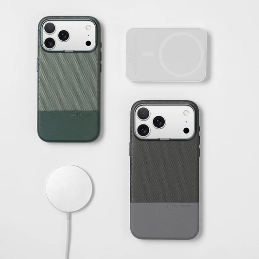 Alloy Lens Splice Leather Texture MagSafe Armor Case For iPhone 17 17Pro Max 16 Pro 15 14 13 Wireless Charging Magnetic PC Cover