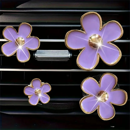 4-8pcs/set Small Car Air Outlet Perfume Decoration Clip Flower Daisy Design Car Interior Aromatherapy Fresheners Diffuser Access