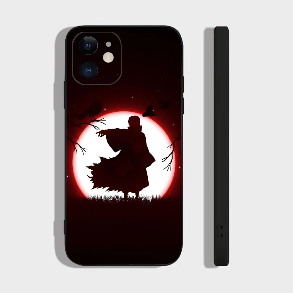 Classic Anime Narutos Uchiha Itachi Phone Case For IPhone 16 15 14 13 Pro Max 11 12 Mini X Xs XR Se 2022 Black Silicone Cover