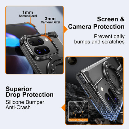 Eary for Google Pixel 9 Pro XL Fold Phone Case with Magsafe 360°Rotatable Kickstand Frameless Protective for Pixel Bumper Cover