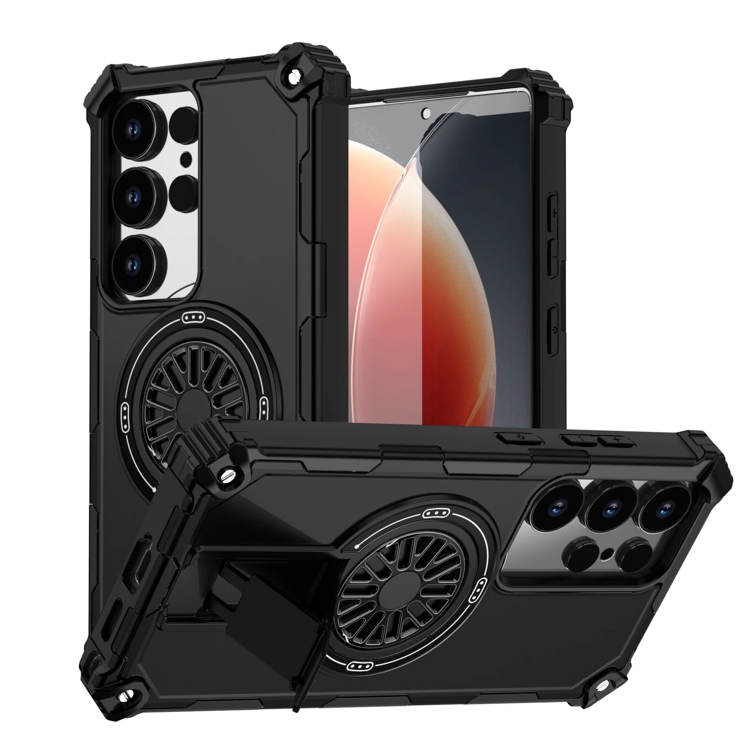 Soft TPU+Hard PC Magnetic Phone Case With Stand For Magsafe Samsung Galaxy S25 Edge S24 FE S23 Ultra Plus Anti Shock Back Cover