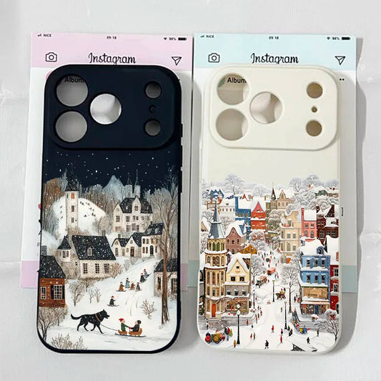 Beautiful Winter Snow Phone Case For iPhone 17 Pro Max 16 15 13 14 12Mini 11XS XR 7 8Plus Merry Christmas Soft Silicone Cover