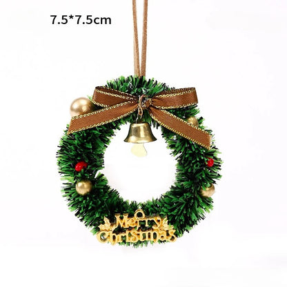 Car Interior Rearview Mirror Christmas Decorations Hanging Bell Christmas Tree Ornament Mini Christmas Wreath Display Ornaments
