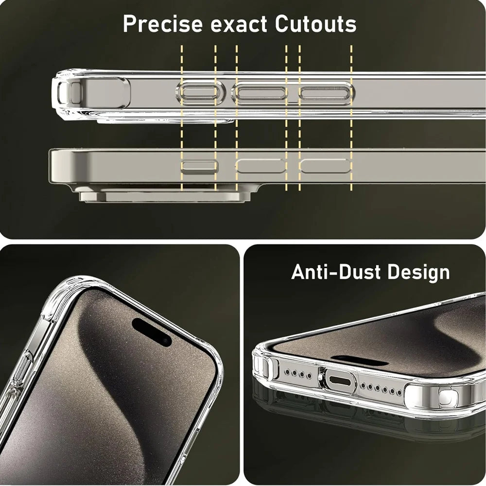 For iPhone 17 16 15 Pro Max Phone Case For iPhone 16 15 14 13 Mini 12 11 Pro Transparent Case iPhone16 Plus Cover