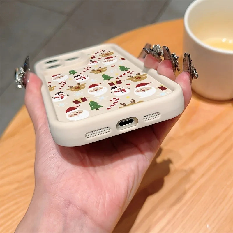 Santa Claus Reindeer And Snowman Phone Case For iPhone 17 16 Pro Max 15 14 13 12 11 XS XR 7 8 Plus 16E Shockproof Soft TPU Cover