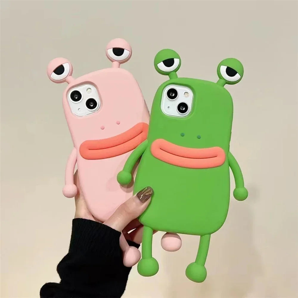 Super Cute 3D Long Legs Sausage Mouth Frog Silicon Case For iphone 15Pro Max 11 12 13 14Pro Xs Xr 7 8Plus X Soft Cover