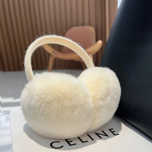 MPPM Cute Headphones Women Genuine Real Rabbit Fur Warm  Earmuff Headbands Winter Accessories for Women  Ear Cover for Winter