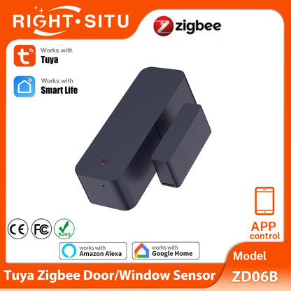 Tuya Zigbee 3.0 Door and Window Sensor Smart Sensor Contact Sensor APP Remote Control SmartLife Work with Zigbee2Mqtt ZHA Alexa