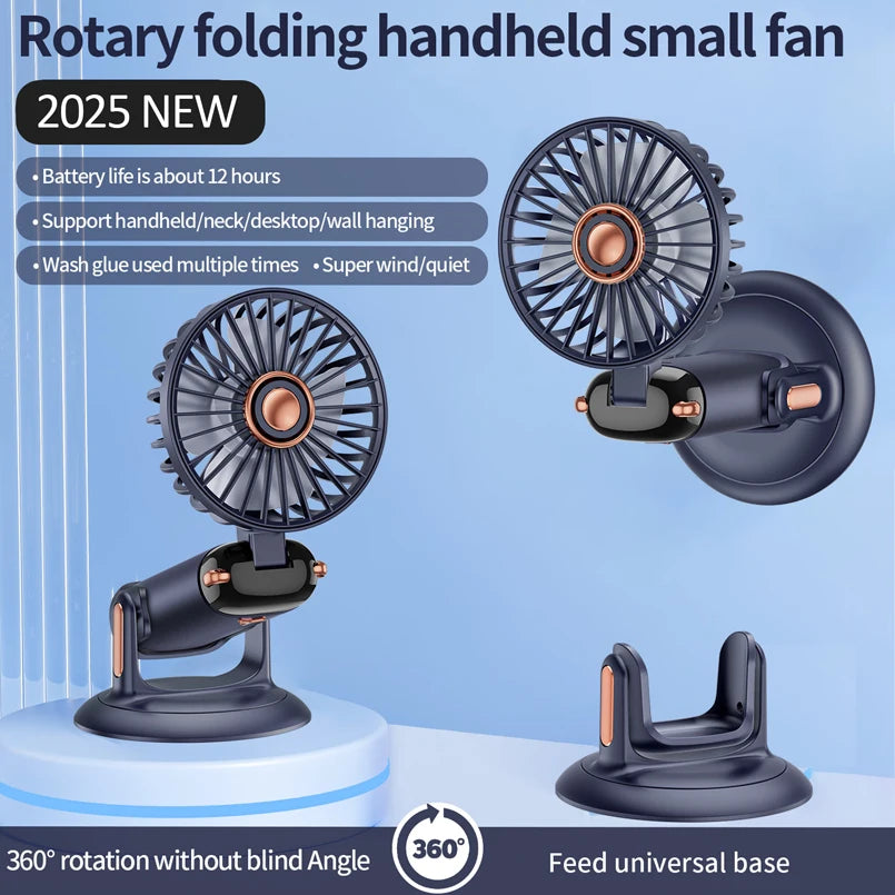 Foldable Portable Handheld Mini Fan 3000mAh with 5-Speed USB Rechargeable Battery, Neck Hanging Design & Phone Stand Display for Indoor and Outdoor Use