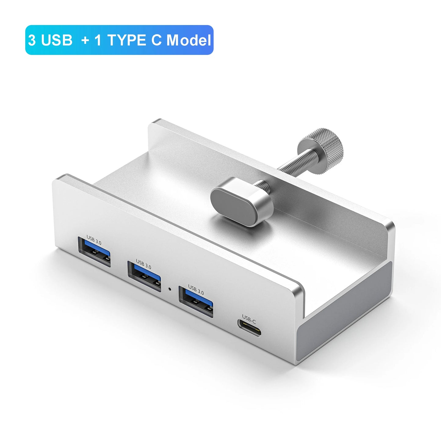 6-IN-1 Black Clip Dock 5Gbps USB 3.0 HUB Aluminum Alloy External Multi USB Splitter Adapter for Laptop Desktop with TF Card Slot