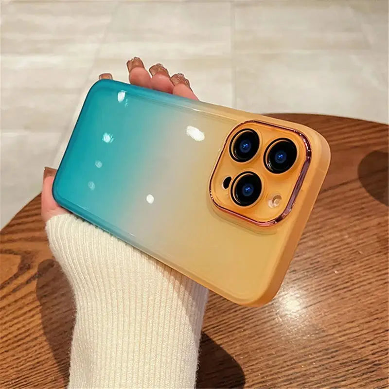 Luxury Gradient Rainbow Clear Phone Case For iPhone 16 Pro Max 15 14 13 12 11 X XR XS Plus Shockproof Camera protection Cover