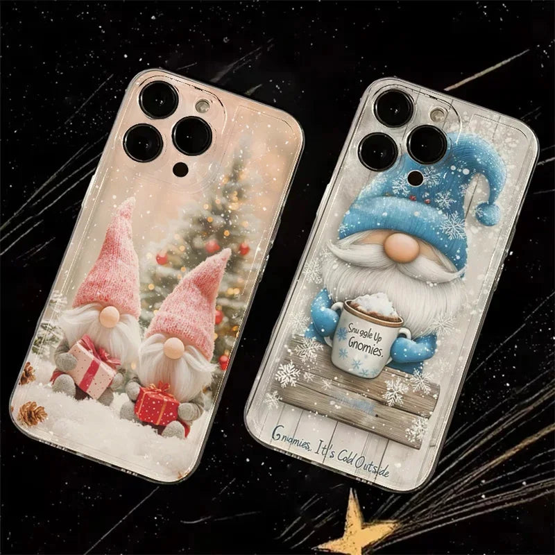 Cartoon Creative Christmas Winter Snow Gnome Cute Phone Case For iPhone 17 16 15 14 13 12 11 Pro XR Max 7 8 Plus MINI y2k Cover