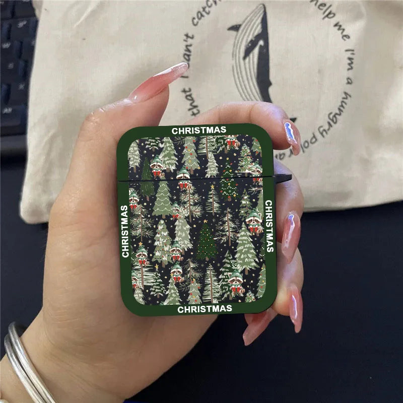 Christmas Tree Graphic Print Earphone Case For AirPods Pro 2 Lovely Silicone Protective Cover For  AirPods 1 2 3 4 2024 Coque